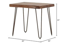 UKN Acacia Live Edge Rectangle Side Table in Natural Black Metal Reclaimed Look