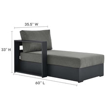 Modway Tahoe Aluminum 4-Piece Outdoor Patio Furniture Gray Charcoal, Modular Sectional Sofa Set with Chaise Lounges, Weather-Resistant Cushion, Ideal for Deck, Backyard, Poolside