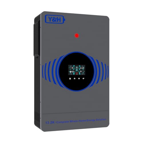 Y&H 13.2kW 48V Hybrid Solar Inverter, 220V Pure Sine Wave On/Off-Grid Inverter, Dual MPPT 160A Solar Charger, Battery-Free Operation, BMS Communication,for Whole-Home Backup Power
