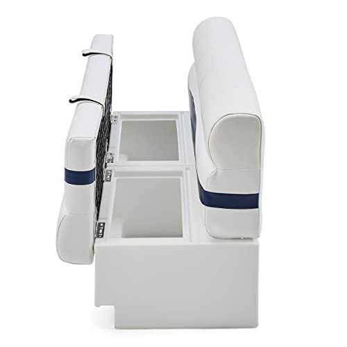 DeckMate Complete 55" Premium Pontoon Boat Seat Bench and Base White, Blue and Light Blue