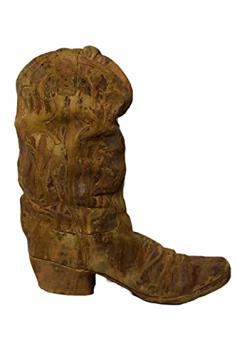 Solid Rock Stoneworks Western Boot Planter – 21" Tall Heavy 81 lb Cast Concrete Cowboy Boot Outdoor Planter, Rustic Western Garden Décor, Durable Weatherproof Stone Flower Pot