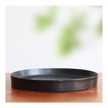 ZHONGCHENGWU Plant Saucers Round Ceramic Flowerware Plant Pallet, Flower Pot Drip Tray for Indoor Outdoor Black(Medium)
