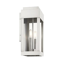 Livex Lighting 21235-91 York 2 Light Outdoor Wall Lantern, Brushed Nickel with Brushed Nickel Stainless Steel Reflector