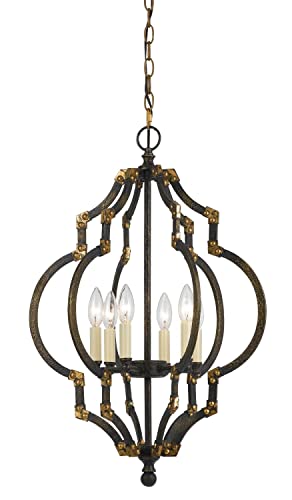 Cal Lighting FX-3593-6 Transitional Six Light Pendant from Howell Collection in Bronze/Dark Finish, 17.00 inches
