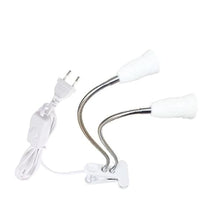 Double E27 Screw Lamp Base Bracket EU US Plug Hose Switch Lamp Holder With Clip For Plant Grow Lighting 20pcs - (Color: US Plug)