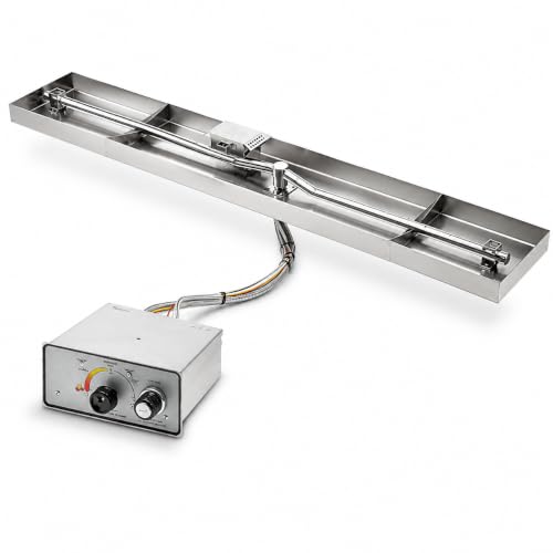 HPC Fire Push Button Flame Sensing Gas Fire Pit Kit, 37x8-Inch Pan 36-Inch Burner, Propane for Small Tank (TOR-FPPK37X8-L-FLEX-LP-ST)