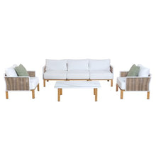 Hassyee 4-Piece Elegant Outdoor Conversation Set with Soft Cushions and Steel Frame for Poolside, Lawn, Patio Furniture Set with Marble Pattern Coffee Table and Aluminum Legs for Backyard