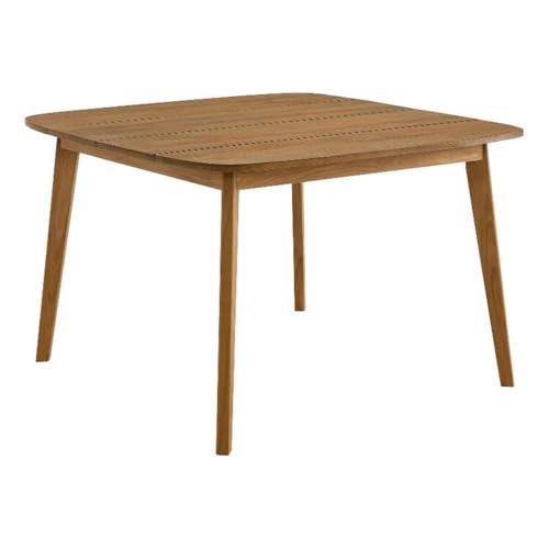 Modway Vienna Outdoor Patio Teak Wood 46 Inch Square Dining Table in Natural – Weather-Resistant Breakfast Table with Rounded Corners – Bistro Table for 4 People – Small Outdoor Dining Table