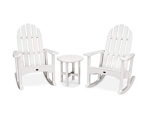 TREX Cape Cod 3-Piece Adirondack Rocking Chair Set with Side Table Classic White