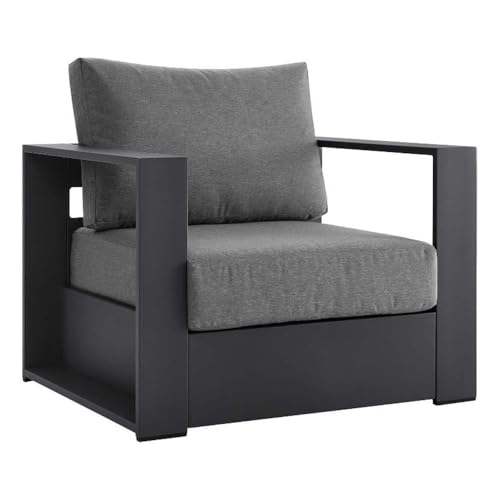 Modway Tahoe Aluminum Outdoor Patio Armchair in Gray Charcoal