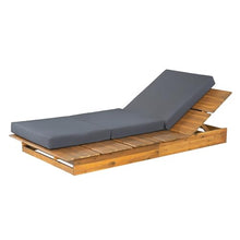 Merax Outdoor Chaise Lounge Set of 2, Acacia Wood Patio Reclining Chairs with 3-Position Adjustable Backrest, 2-Piece Sunbathing Recliner & 4" Thick Triple-fold Cushion for Poolside, Garden, Dark Gray