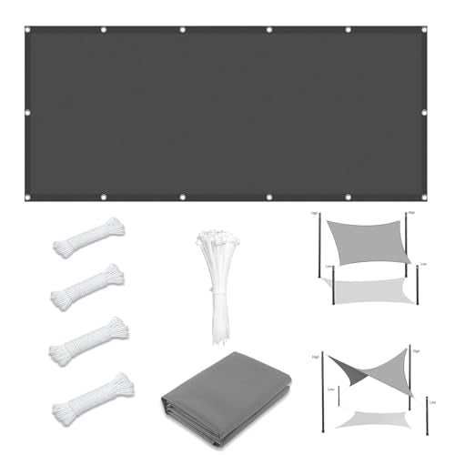 Rectangle Waterproof Sun Shade Sail 18x30 FT Sun Shade Cloth with Grommets,95% UV Blockage Block Fabric Canopy Awning for Outdoor Patio Garden Backyard Carport-Dark Gray