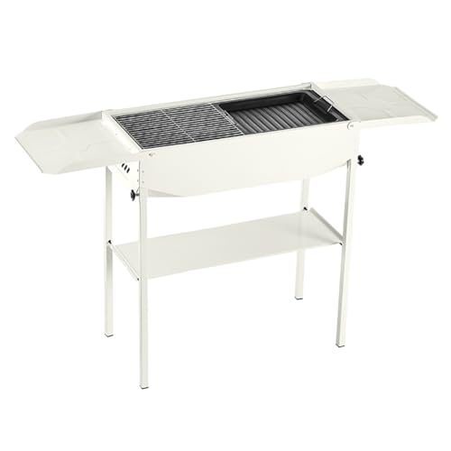 TT-YEL Foldable Charcoal Grill, Portable Metal Outdoor Grill, Large Capacity for 8-15 People, with Grill Grid, Vents, Large Surface Stand, Garden Grill, Easy to Clean and Removable,White