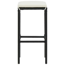 VGLQNRPT 7 Piece Patio Bar Set with Cushions, Outdoor PE Rattan Bar Table and 6 Stools, Weather-Resistant Garden Furniture Set, Black