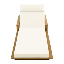 Merax Acacia Wood Patio Chaise Lounge Set of 2, Outdoor Reclining Chairs with 4-Position Adjustable Backrest, 2-Piece Sunbathing Recliner & 4" Thick Four-fold Cushion for Poolside, Garden, Beige