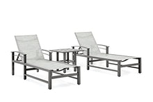 Winston Stanford Sling 3pc Chat Set (2 Chaises, Side Table) Gray Screen