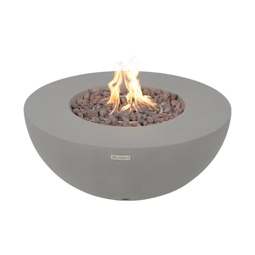Modeno Roca Propane Fire Pit Table, Round Cast Concrete, 34 x 34-in