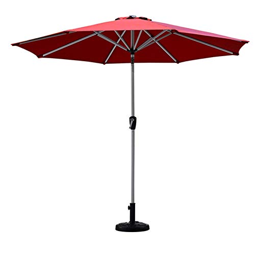 Outdoor Garden Parasols Outdoor Sun Shade Umbrella for Beach/Pool/Patio/Coffee 2.7 m (9 ft) Red Garden Parasol with Crank Tilt 8 Sturdy Steel Ribs
