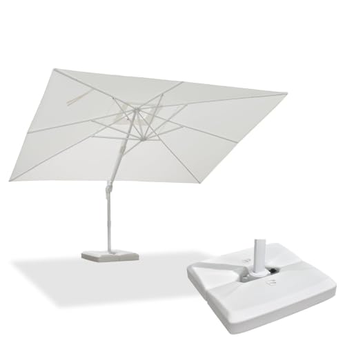 OROTLECT 10' x 13' Rectangular Economical Large Cantilever White Umbrella with White Base