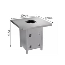 Round Bar Table Modern Bistro Pub Tables,BBQ Work Kitchen Stainless Steel Non-Slip Feet Pads Slotted Countertop Design(E120CM)
