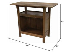 Pemberly Row Outdoor Adirondack Patio Bar Table, 48 in Wide Solid Acacia Hardwood, Stain Finish, Heavy Duty Design, 40 in Tall, Brown Frame, Outdoor Bar or Sunroom Use
