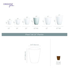 Crescent Garden Pleat Modern Decorative Planter, Indoor/Outdoor Pot, Resin Plant Pot with Drain Hole - 23" W x 27" H (Cloud White)