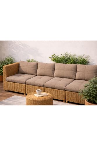 SODEF Outdoor Seat Cushion for Garden Furniture Patio Sofa Chair Water Resistant Durable Fabric for -Weather Use Comfortable Padding Easy Easy to Wipe Surface 23.6 x 43.3 x 4 inches - Cappuccino