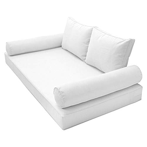 Prolinemax Full Size 5PC Pipe Trim Outdoor Daybed Cushion Set White