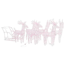 320 LED Reindeer and Sleigh Christmas Yard Decoration, Lighted Acrylic Outdoor Xmas Holiday Display, 8 Lighting Modes, Weather-Proof Figurine Set