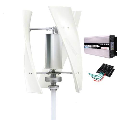HUIZHITENGDA 9000W 48V Vertical Coreless Wind Turbine Set, 12V 24V White 3 Blades Wind Power Generator Kit Wind Power Kit with Controller for Home/Business/Industrial Energy,12v
