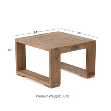 TITAN GREAT OUTDOORS Ash & Ember Sierra Grade A Teak Side Table, 16" Tall Outdoor Hand-Sanded Accent Table, 24"x24" Slated Tabletop, Reinforced with Finger Joints & Solid Brass Hardware