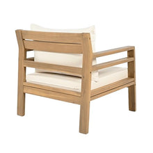 Christopher Knight Home Jamaia Outdoor Acacia Wood Club Chair Set of 2, Patio Armchair with Thick Beige Cushions, Deep Seating Furniture for Garden, Porch, Backyard, Balcony, Light Teak Finish, Beige