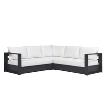 Modway Tahoe Aluminum 3-Piece Outdoor Patio Furniture Gray White, Modular Sectional Sofa Set with Weather-Resistant Cushions, Ideal for Deck, Backyard Poolside