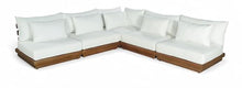 Meridian Furniture 111White-Sec5D Mirella Collection Modern | Contemporary Outdoor Patio L-Shaped 5pc. Modular Sectional with Solid Teak Frame, Water Resistant Fabric, 112" W x 112" D x 27" H, White