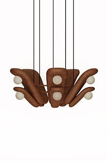 Generic Handmade Ceramic Pendant Light Double-Shaped Petals Red Clay