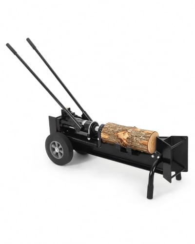 GarveeTech 12 Ton Manual Hydraulic Log Splitter with Dual-Speed Pump, Portable Wood Splitter Featuring Upgraded Mountain Tires & Stable Stand for Home, Garden, Camping and Farm Use