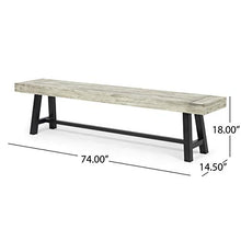 GDF Studio Outdoor Acacia Wood Picnic Dining Set, Sandblast Light Gray and Black