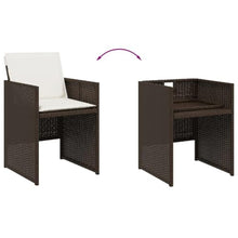 XHNIFBN 17 Piece Patio Dining Set with Cushions, Brown Poly Rattan Wicker Outdoor Furniture, Space Saving Cube Dining Set with Tempered Glass Table, 12 Chairs and 4 Stools for Backyard Garden