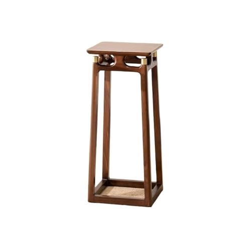LUYOUBOZHU Vase Stand Tall Leg Plant Stand with Metal Decor, Walnut Wood Bonsai Base for Indoor Plants