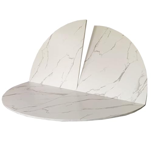 HAIXHX White Folding Round Table Top Extender, 47.2-94.5 in Large Round Foldable Table Top Only, Universal Circle Wooden Replace Table Top, No Legs, Home or Commercial Use(Diameter 78.7"/200cm)