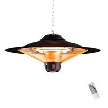 Electric Hanging Patio Heater, Outdoor Umbrella Ceiling Mounted Heater with LED light, 3 Heat Setting, IP44 waterproof, for Garage Backyard Restaurant
