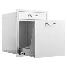 Mont Alpi Signature 21"W x 26"H Commercial Grade 304 Stainless Steel Outdoor Kitchen Island BBQ Grill Single Drawer + Roll-Out Trash & Recycling Bin Combo + Traditional and Contemporary Style Handles
