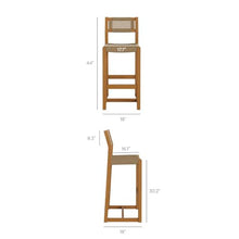 Modway Reed Teak Wood Patio 3-Piece Outdoor Bar Set in Natural - Round Bar-Height Table and 2 Bar Stools with Faux Rattan Seat and Back
