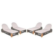 Christopher Knight Home Daskz Outdoor Chaise Lounge Chair Set of 4, Patio Outdoor Acacia Wood Chaise Lounge, Adjustable Backrest Poolside Beach Yard Recliner Chair, Rope Design, 79.5'', Teak+Gray