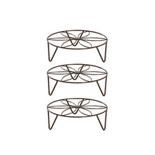 Pot and Pan Organizer 3pcs Garden Balcony Free Standing Hollowed Out Indoor Outdoor Wrought Iron Plant Shelf Stable Flower Stand Durable Living Room (Color : Brown)
