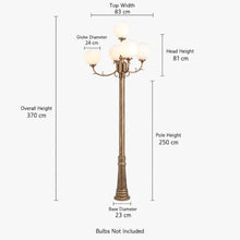 HLRCB Antique Bronze 5-Globe Outdoor Lamp Post, Garden Lighting Fixture