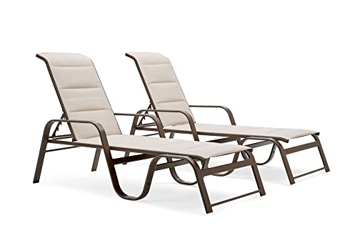 Winston Key West 2 Piece Padded Sling Stacking Chaise Set Textured Pewter