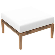 Modway Clearwater Outdoor Patio Teak Wood 4-Piece Sectional Sofa in Gray White