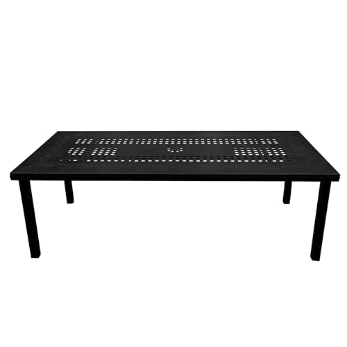 Oakland Living Modern Outdoor Mesh Lattice Aluminum Dining Set with Eight Arm Chairs Black