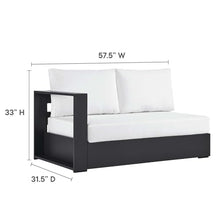 Modway Tahoe Aluminum Modular Left-Facing Outdoor Patio Loveseat in Gray White with Weather-Resistant Cushions, Couch for Garden Backyard, Poolside